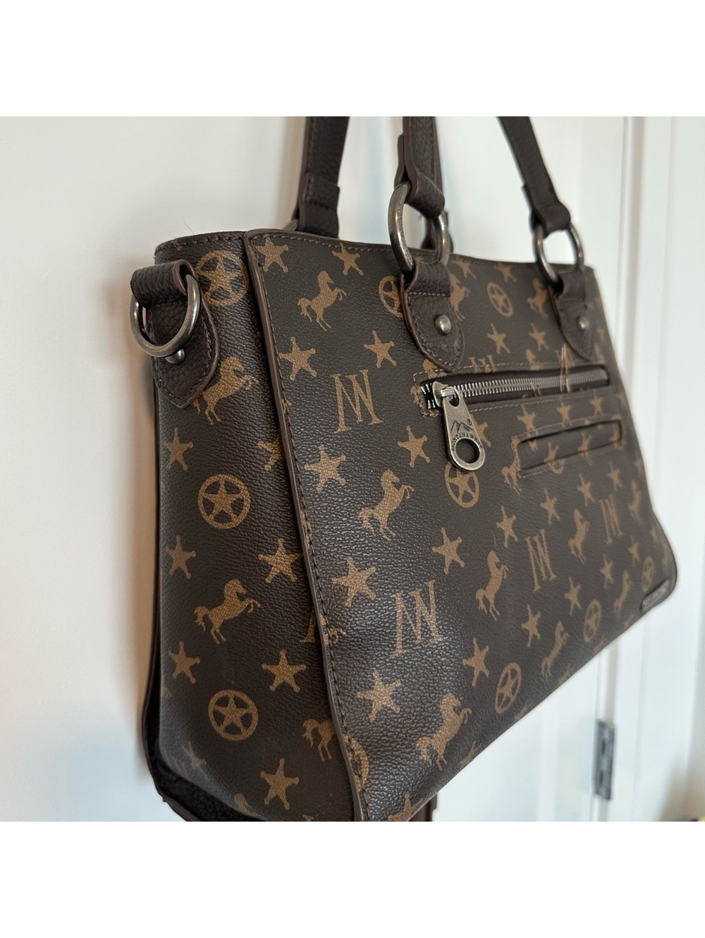 Montana West Western Luxe Cowhide Fringe Satchel - Picture 3 of 11